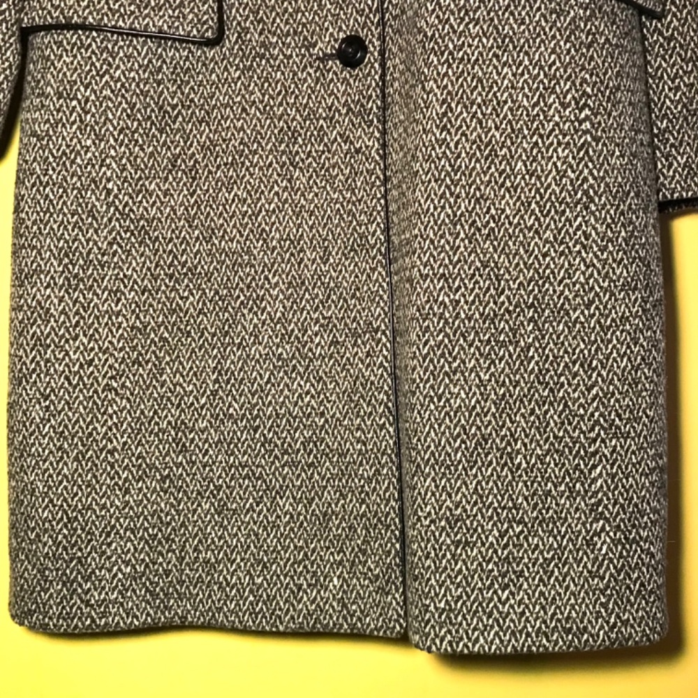 Mackintosh Vintage Wool Tweed Coat EcoChic Overcoat Gray Black Women’s Size 12 - Picture 9 of 16